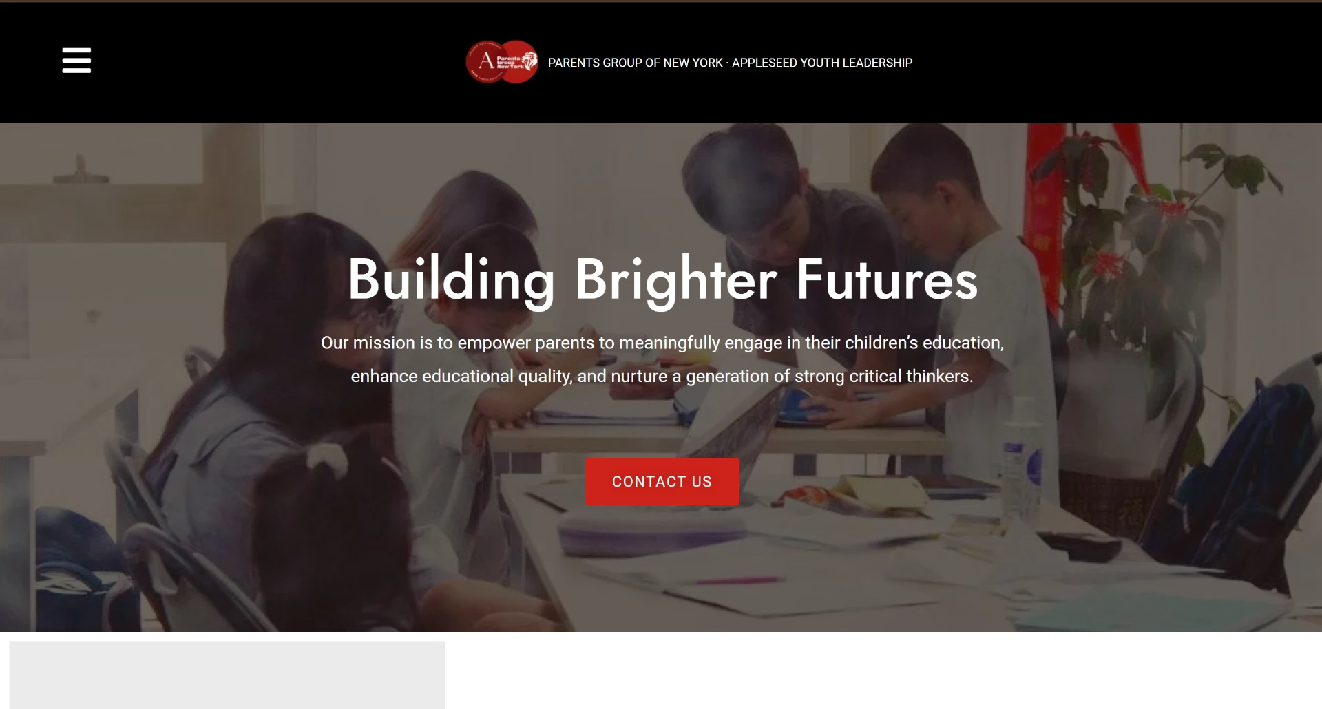 Parents Group New York nonprofit website homepage